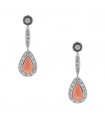 Diamonds, coral and 14 k gold earrings