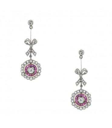 Boucles d’oreilles or, diamants et rubis