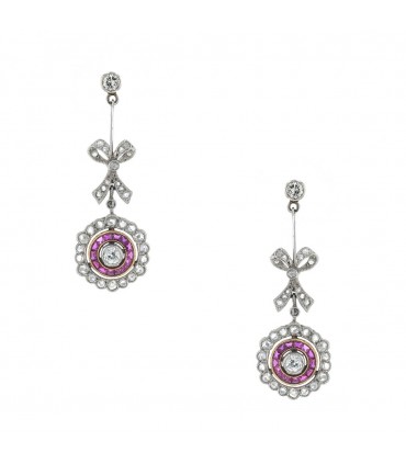 Boucles d’oreilles or, diamants et rubis