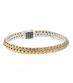 Diamonds, black sapphires, gold and silver bracelet
