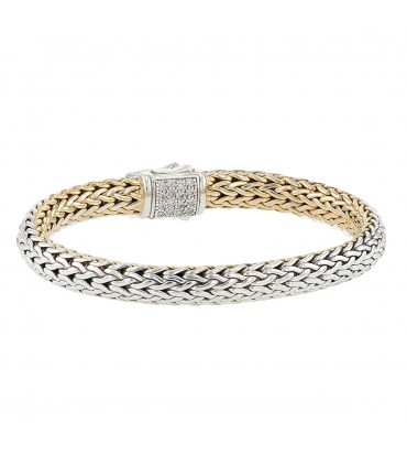 Diamonds, black sapphires, gold and silver bracelet