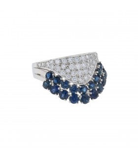 Mikimoto diamonds, sapphires and platinum ring