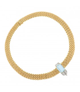 Collier or, diamants et aigue-marine