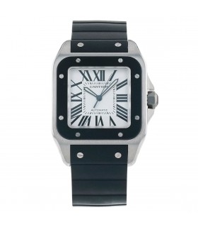 Cartier Santos 100 stainless steel and rubber watch