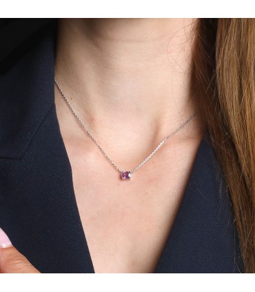 Pink sapphire and gold necklace