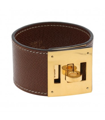 Hermès Kelly Dog gold plated and leather bracelet