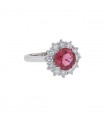 Bague platine, diamants et rubelite