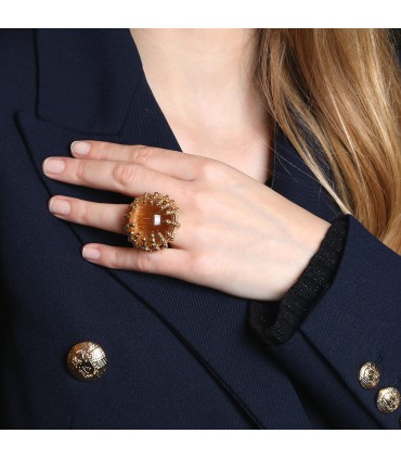 Garnazelle Boule d’Amour quartz and gold ring