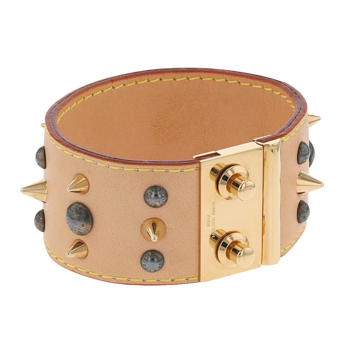 Louis Vuitton laether and gold plated bracelet