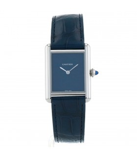 Cartier Tank Must De Blue stainless steel watch