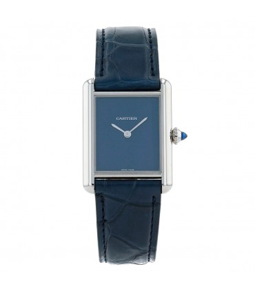 Cartier Tank Must De Blue stainless steel watch