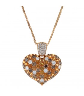 Tabbah Coeur diamonds, orange sapphires and 18k gold necklace