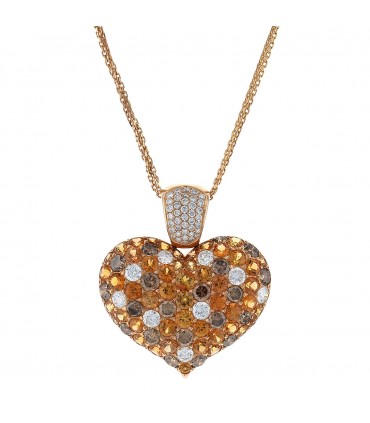 Tabbah Coeur diamonds, orange sapphires and 18k gold necklace