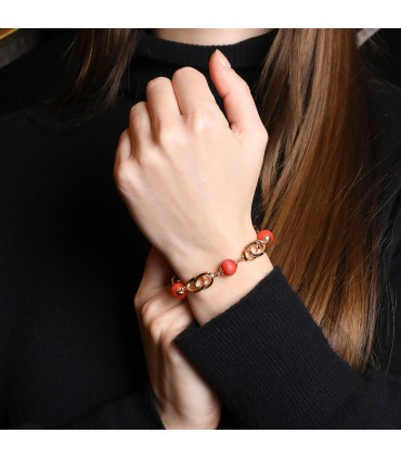 Coral and gold bracelet