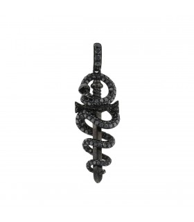 Djula black diamonds and silver pendant