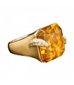 Citrine, diamonds and gold ring