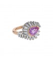 Pink sapphir, diamonds and gold ring