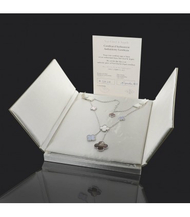 Van Cleef & Arpels Magic Alhambra mother of pearl, blue calcedony and gold necklace