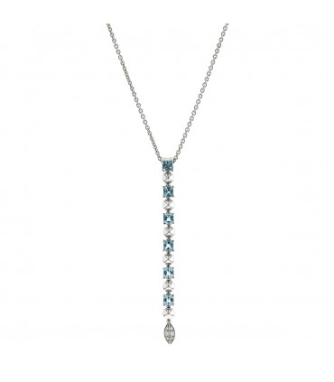 Bulgari diamonds, blue topaze and gold necklace
