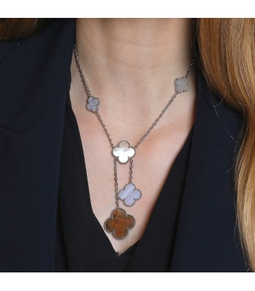 Van Cleef & Arpels Magic Alhambra mother of pearl, blue calcedony and gold necklace