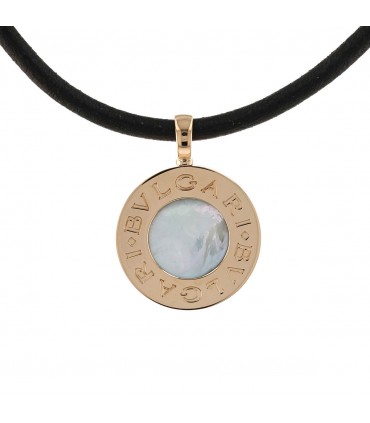 Bulgari Bulgari mother of pearl, onyx, stainless steel and gold necklace