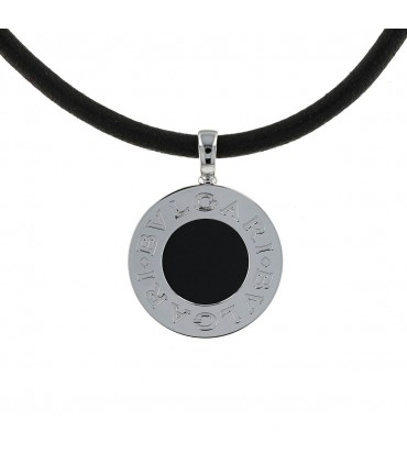 Bulgari Bulgari mother of pearl, onyx, stainless steel and gold necklace