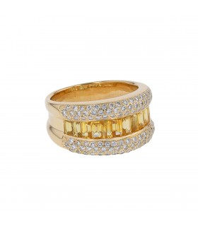 Poiray yellow sapphires, diamonds and gold ring