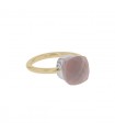 Pink quartz and gold ring