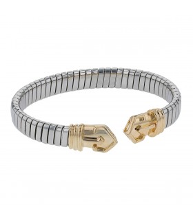 Bulgari Tubogas stainless steel and gold bracelet