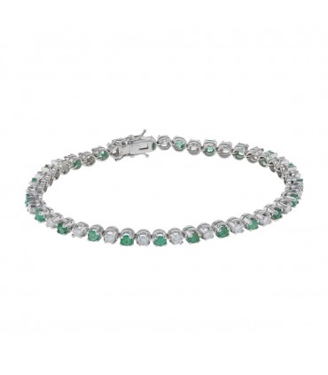 Diamonds, emeralds and 14 k gold bracelet