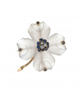 Tiffany & Co. roc cristal, diamonds, sapphires and 14 k gold brooch