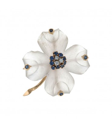 Tiffany & Co. roc cristal, diamonds, sapphires and 14 k 18k gold brooch