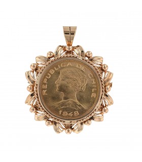 Gold coin brooch pendant