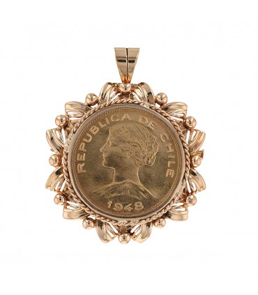 Gold coin brooch pendant