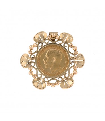 Gold coin brooch pendant