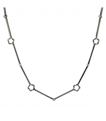 Collier or noirci et diamants