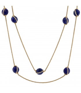 Fred Baie des Anges lapis lazuli, diamonds and 18k gold necklace