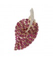 Diamonds, rubies and 18k gold brooch