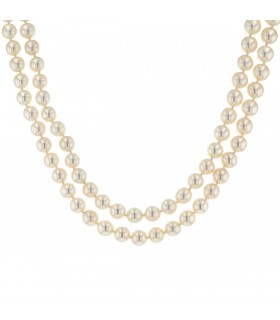 Collier or, perles, émeraudes et diamants