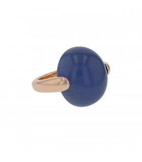 Pomellato Luna blue calcedony and gold ring