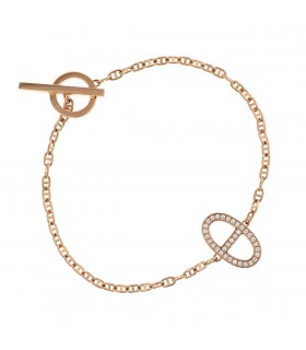 Hermès Chaîne d’Ancre Contour diamonds and gold bracelet