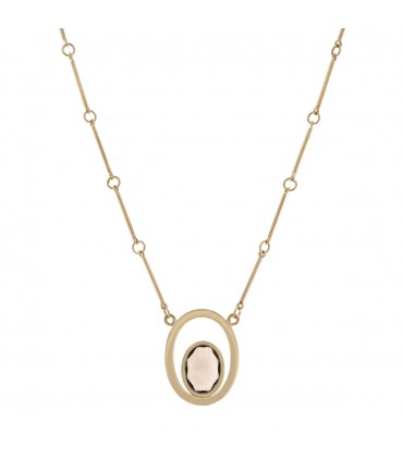 Smocked quartz and gold necklace