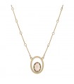Smocked quartz and gold necklace
