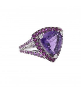 Mauboussin Tellement Subtile pour moi diamonds, amethyst, pink sapphires and gold ring