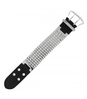 Hermès Boucle Sellier black leather and silver bracelet