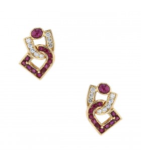 Mauboussin rubies, diamonds and gold earrings