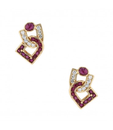 Mauboussin rubies, diamonds and gold earrings