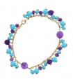 Amethyste, turquoise and 14k gold bracelet