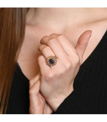 Mauboussin sapphire, diamonds and 18k gold ring