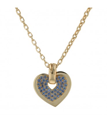 Poiray Coeur Secret yellow and blue sapphires and gold necklace
